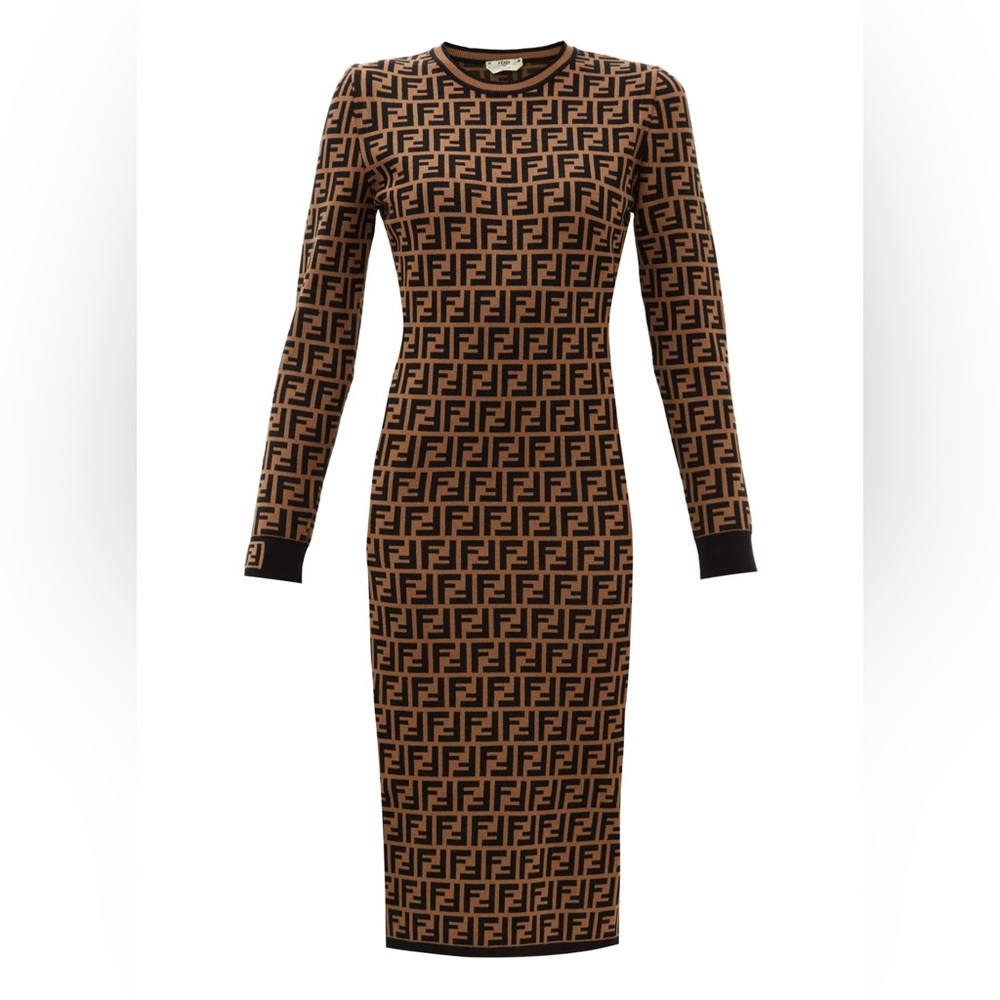 Fendi FF logo jacquard sweater dress size 40